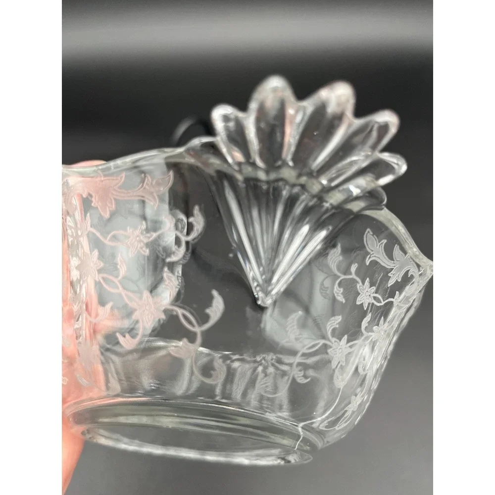 Fostoria Baroque Shape Sauce Bowl Meadow Rose Crystal